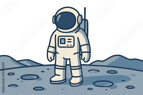 Astronaut or spaceman on the surface of the moon