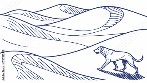 A Blue Line Vector Illustration Capturing Nature's Beauty