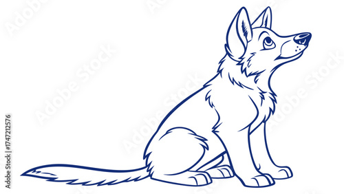 Illustration of a German Shepherd Puppy Sitting in a Playful Pose