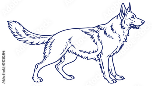 Vector Illustration of a Golden Retriever Puppy Standing in a Playful Pose, Outdoor Setting, Graphic Design, Cheerful Environment