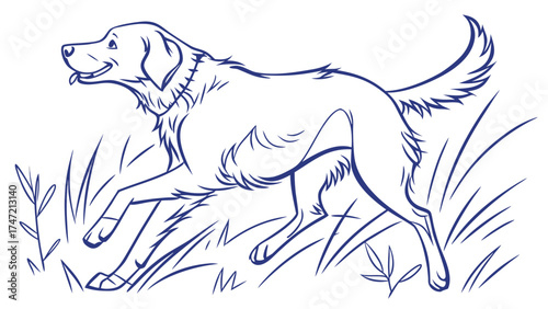 Action-Puppy Running in Grass, Illustration, Outdoor Nature, Animated Style, Playful Viewpoint, Rottweiler Influence