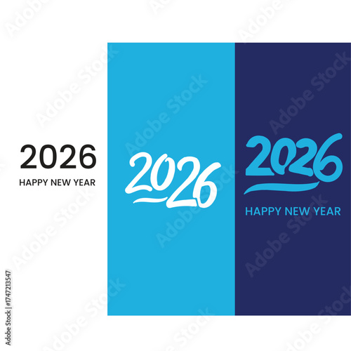 Modern and stylish 2026 new year greeting with elegant typography in blue tones