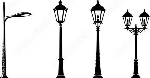 Street lamp, Street lamp silhouette, Streetlight, Streetlight silhouette, Old street lamp silhouette, Old street lamp, Street lamp vectors