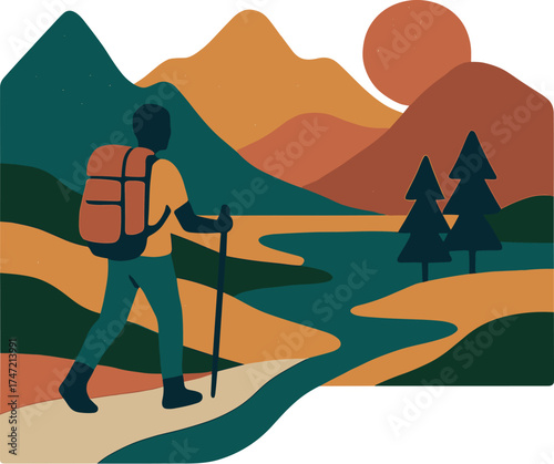 Accept adventure with abstract art, hill trekking, a vintage mountain adventure t‑shirt print, wild lake vector artwork, and further exploration of Colorado national park artwork