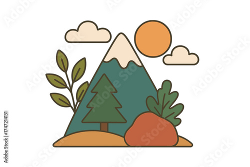 Illustration of the composition of geographical or naturalistic objects