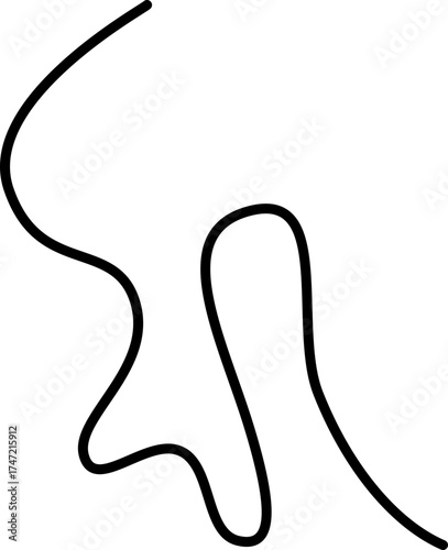 Abstract squiggle line with dynamic, irregular curves and freeform motion.