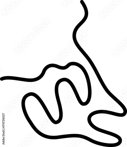 Gently bending stroke with an organic and fluid motion, forming a continuous wave.