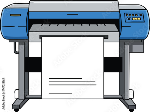 Large format printer technology for detailed print projects and graphic design equipment illustration