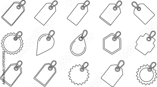 Variety of modern outline price tags for promotional retail marketing materials online stores