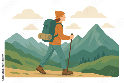A solo traveler hikes through misty mountains, embracing adventure, an active lifestyle, and summer outdoor vacations