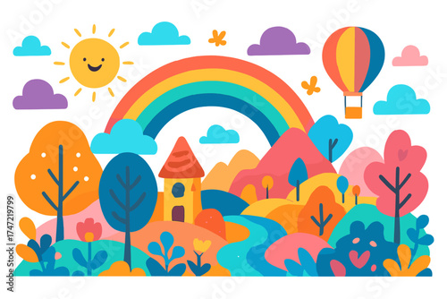 A magical, imaginary world overflowing with color and happiness