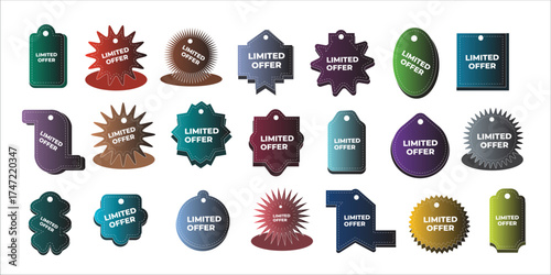 Sale , discount labels in different shapes circles, tags, banners vector design template