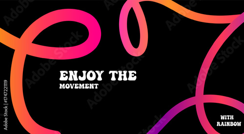 Abstract Color Line Shapes .Fluid Graphics Element Design on a Black Background
