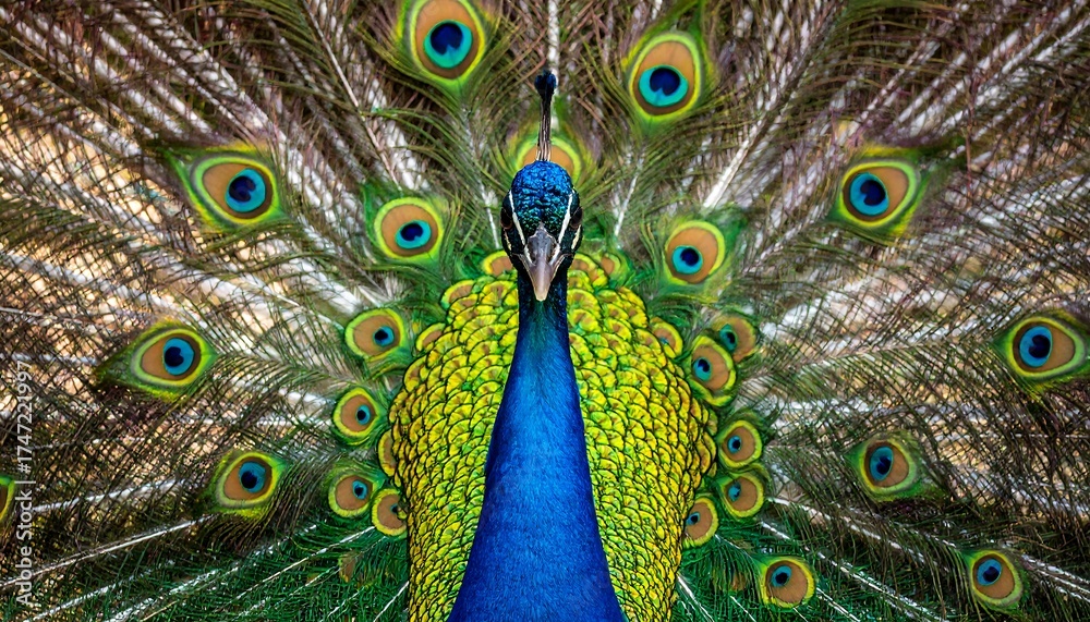 Obraz premium Peacock's vibrant display of plumage