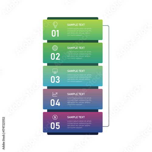 Vertical 5-Step Infographic Template with Gradient Colors