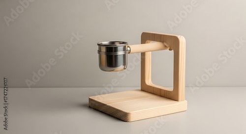 Wallpaper Mural Minimalist Wooden Pour Over Coffee Stand for Home Brewing. Torontodigital.ca