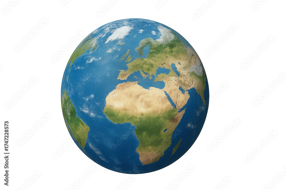 Fototapeta premium Earth globe showing europe and africa transparent background