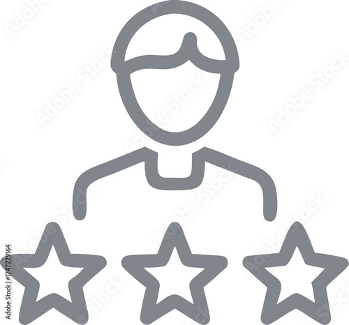 Customer satisfaction rating star icons representing user experience and feedback