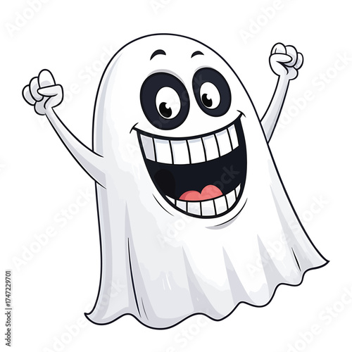 Cute cartoon ghost with big eyes and open mouth for halloween