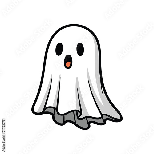 Cute cartoon ghost with big eyes and open mouth for halloween