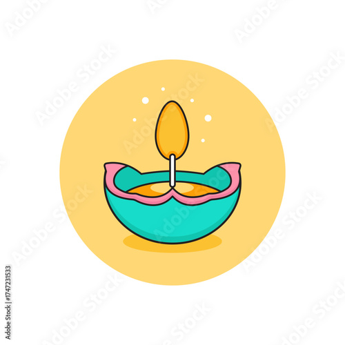 Elegant Clay Diya Oil Lamp Vector Illustration
