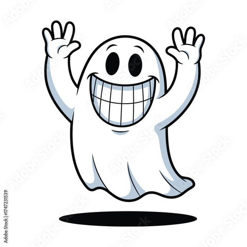 Cute cartoon ghost with big eyes and open mouth for halloween