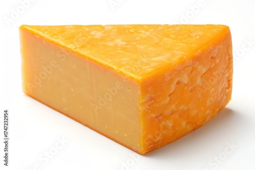 piece of Cheddar cheese on a white background