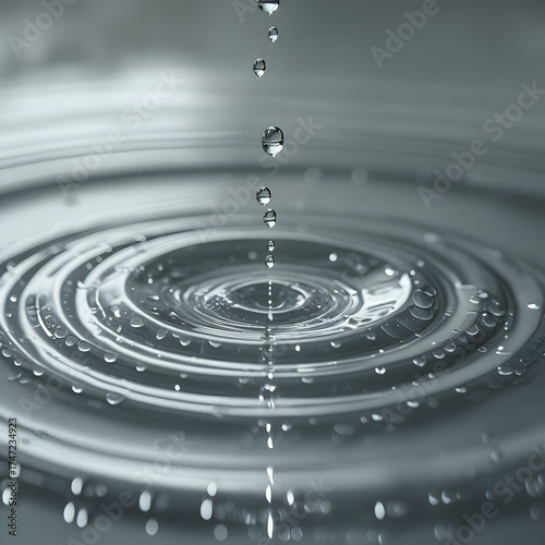 Water Droplets Falling into Ripples on a Calm Surface