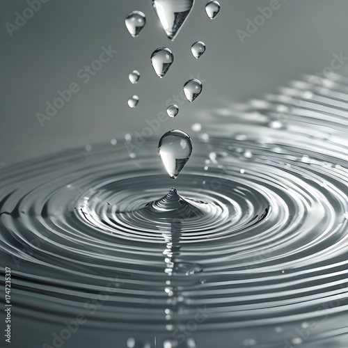 Water Droplets Falling into Ripples on a Calm Surface