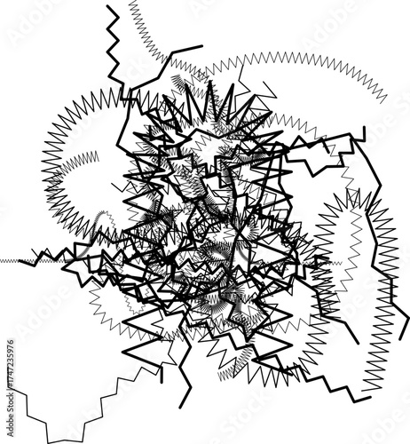 Maze-like paths of overlapping scribbled lines producing dense and elaborate spatial patterns.
