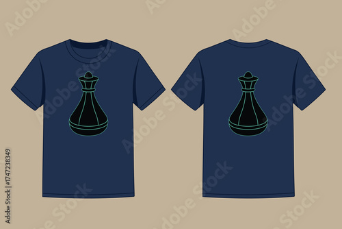 Dark blue tshirts with black and teal outline graphic