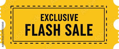 Exclusive flash sale ticket isolated on white background for limited time offer