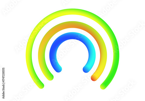 3D Fluid Gradient Rainbow Arcs Vector Background