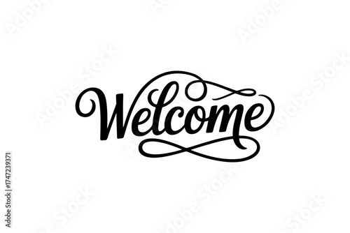 Elegant Calligraphic Welcome Typography on White Background