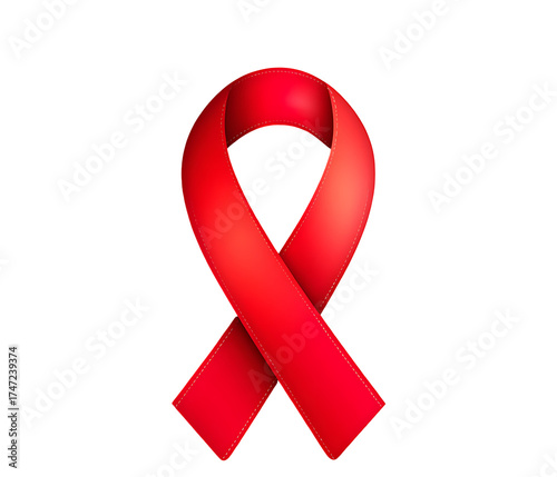 AIDS awareness red ribbon on white background
