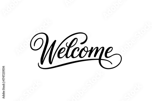 Elegant Calligraphic Welcome Typography on White Background