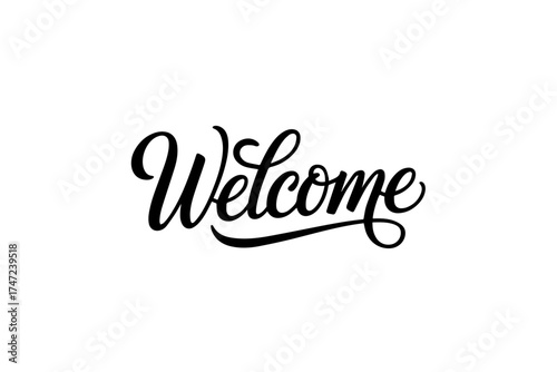 Elegant Calligraphic Welcome Typography on White Background