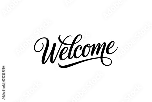 Elegant Calligraphic Welcome Typography on White Background