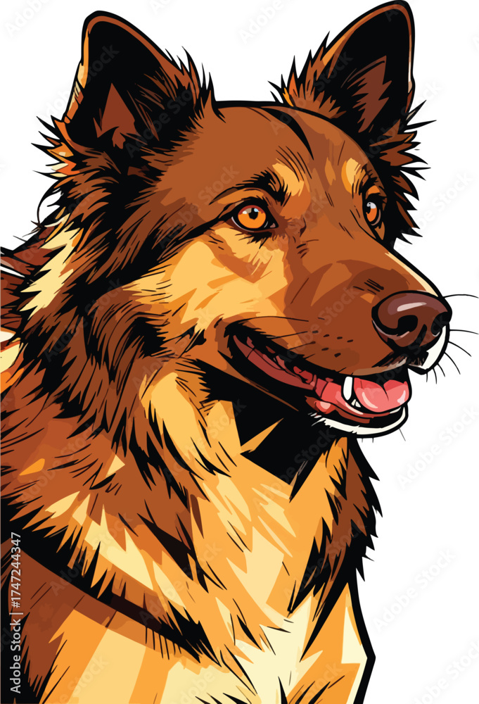 Naklejka premium beautiful-closeup-portrait-dog illustration
