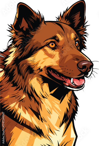 beautiful-closeup-portrait-dog illustration