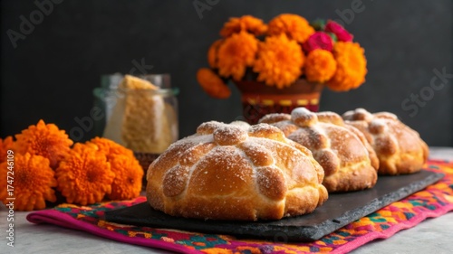 Pan de Muertos traditional Mexican dish for the day of the dead
