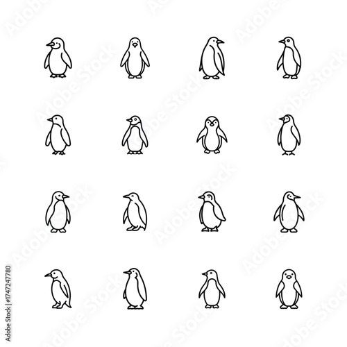 Cute Penguin Icon Bundle, Winter Penguin Character Set, Arctic Penguin Illustration Pack, Adorable Penguin Vector Collection, Frozen Penguin Graphic Design