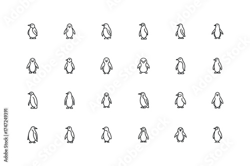 Cute Penguin Icon Bundle, Winter Penguin Character Set, Arctic Penguin Illustration Pack, Adorable Penguin Vector Collection, Frozen Penguin Graphic Design