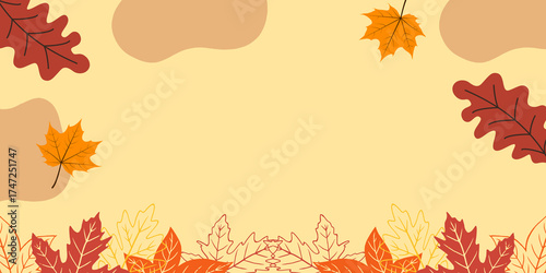 Autumn sale poster with leaf motifs and rustic background, seasonal flyer template for promotions and ads