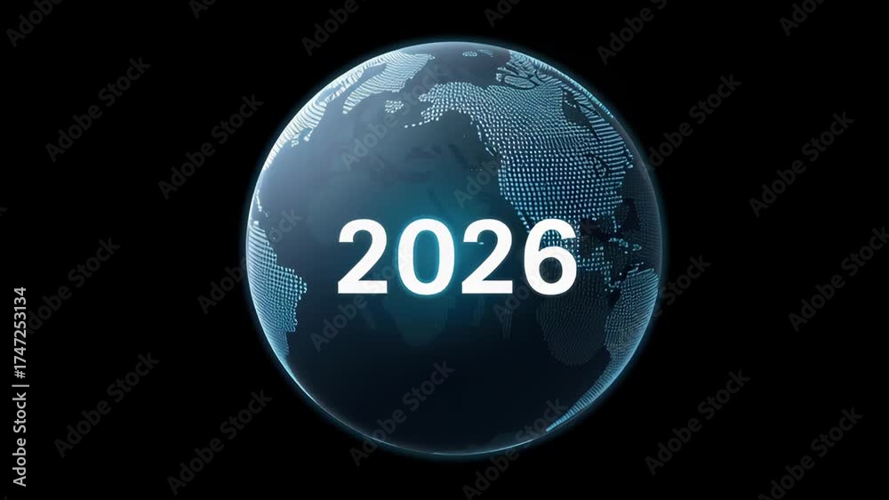 Integration goal 2026 global digital globe dotted map glowing blue ...