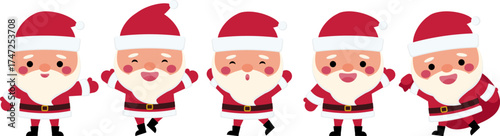  Сute Santa Clauses. Dancing Santa, happy Santa, pointing Santa, Santa with a sack of presents, waving Santa