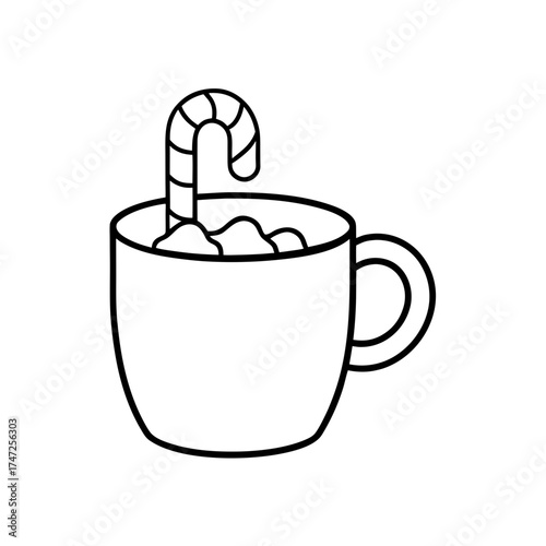 Mug with candy cane outline art