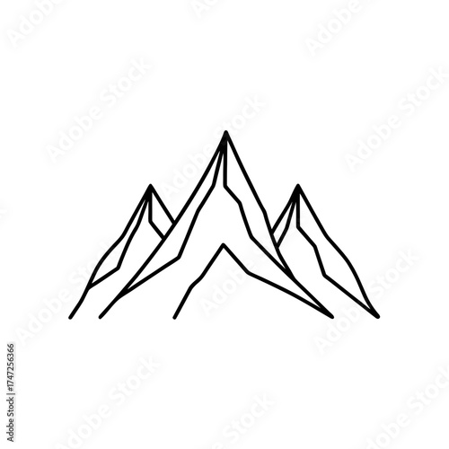 Three mountain peaks outline art