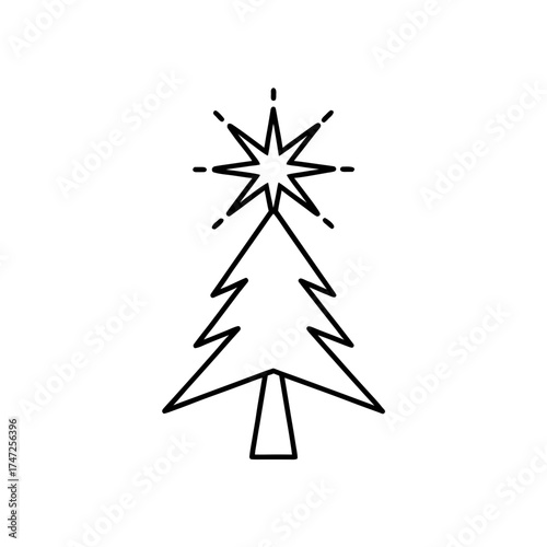 Christmas tree with star icon