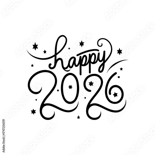 Happy new year typography art